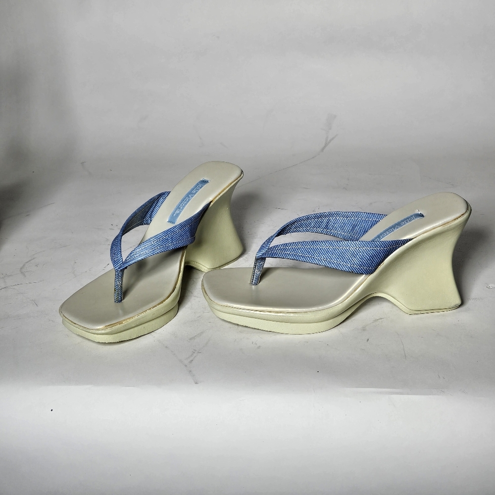 Stylish Blue denim upper. Women's Sandals. Size 6.5